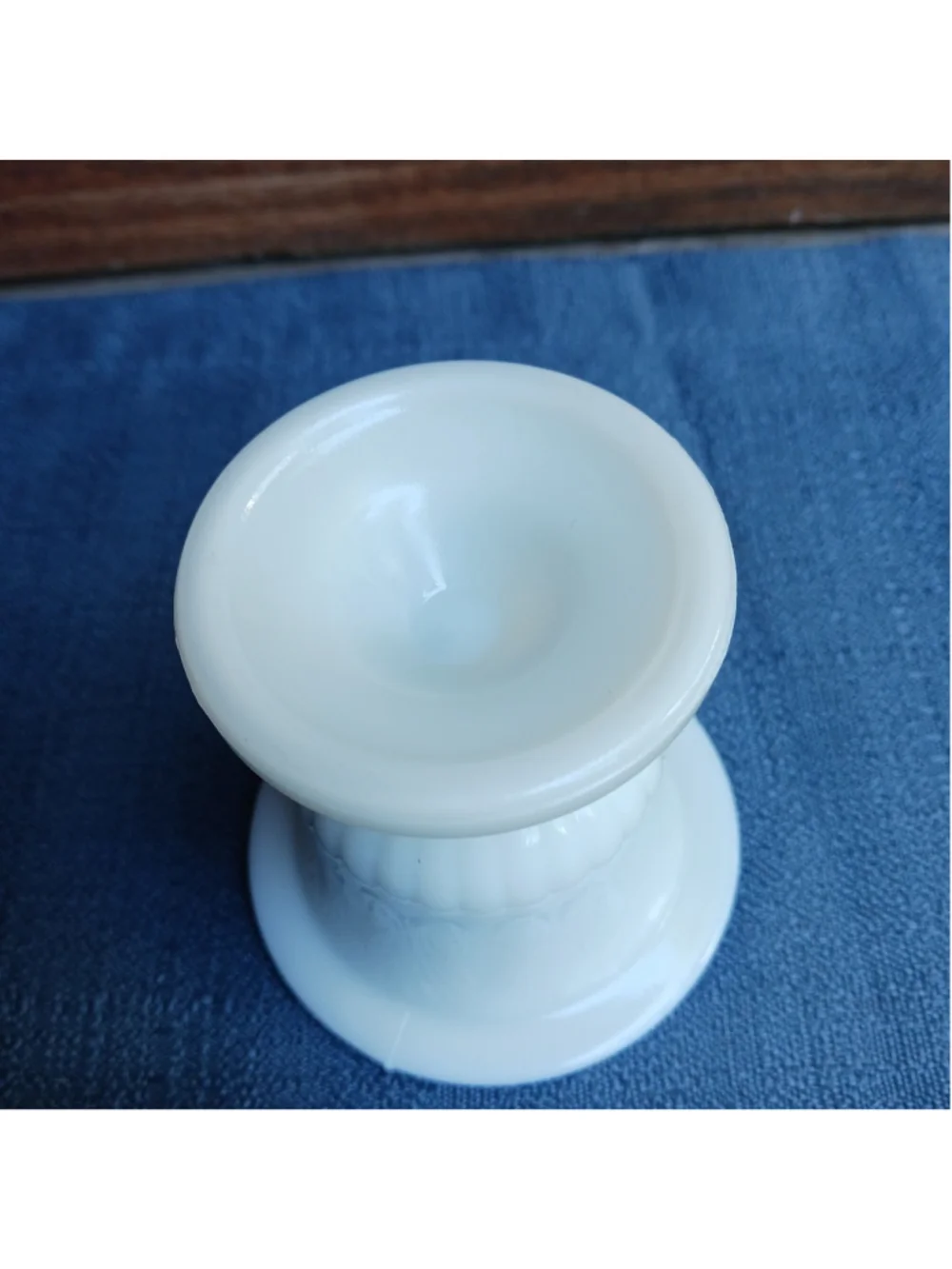 1936 Macbeth Evans Uranium Milk Glass White And Blue Toothpick Holder Vase